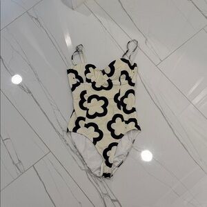 Tory Burch Black and White Floral One Piece Swimsuit